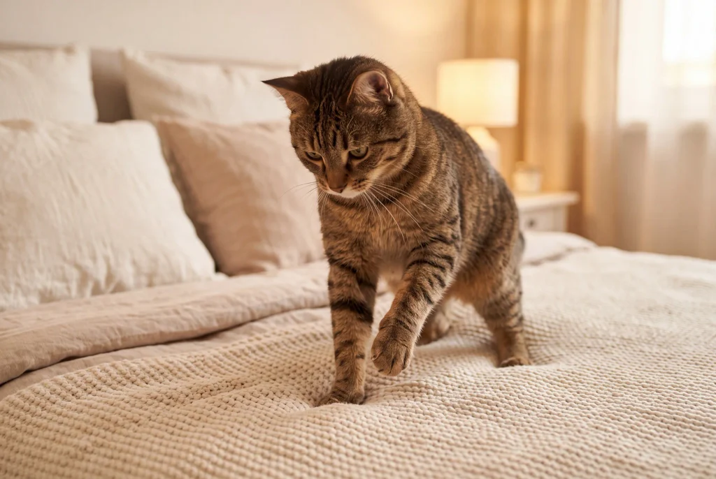 cat kneading before sleep